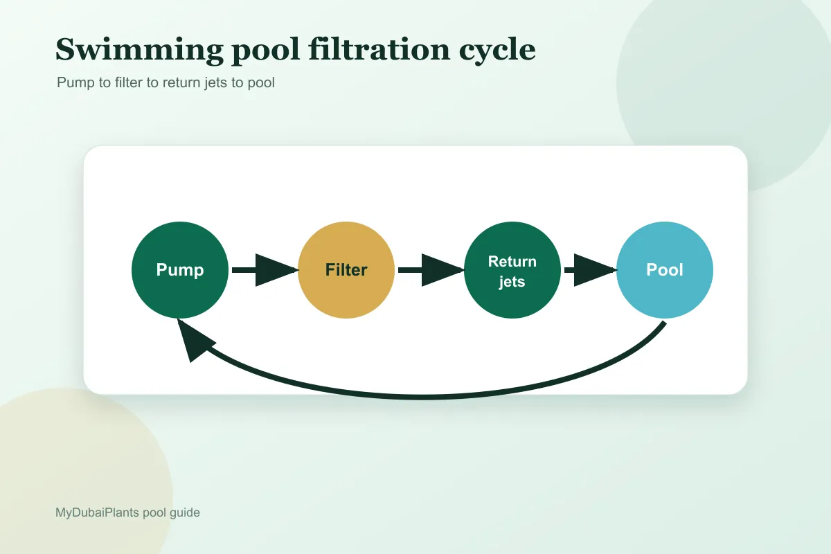 Diagram of the swimming pool filtration cycle