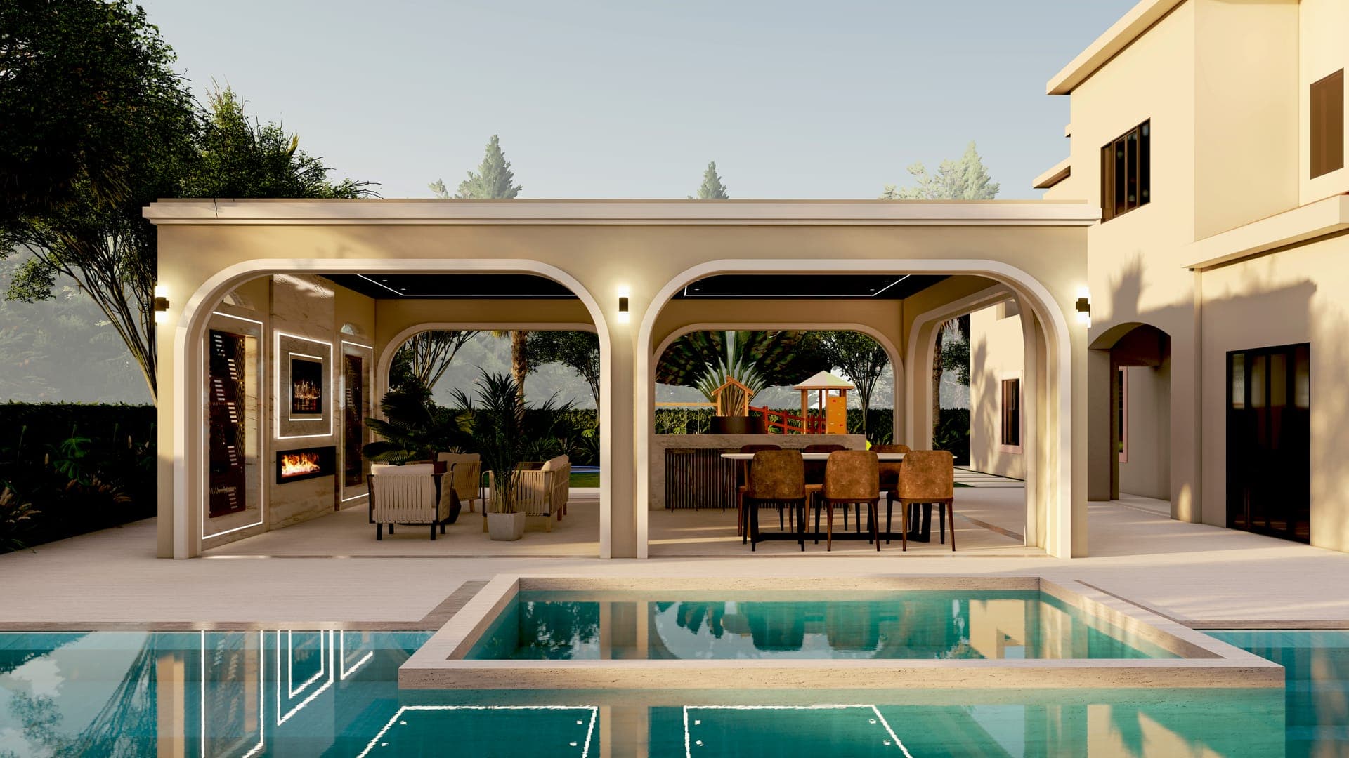 Arched Pavilion & Spa Pool