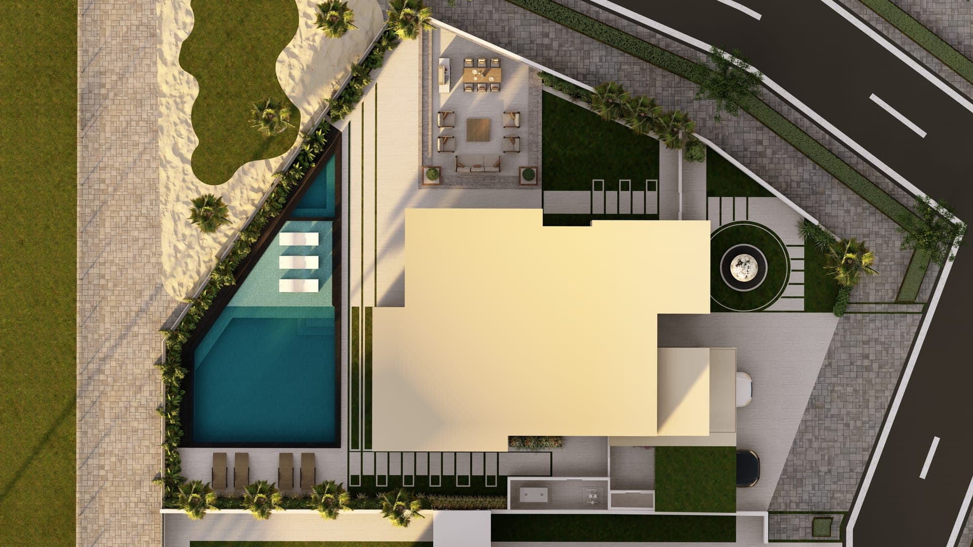 Geometric Villa Landscape Plan