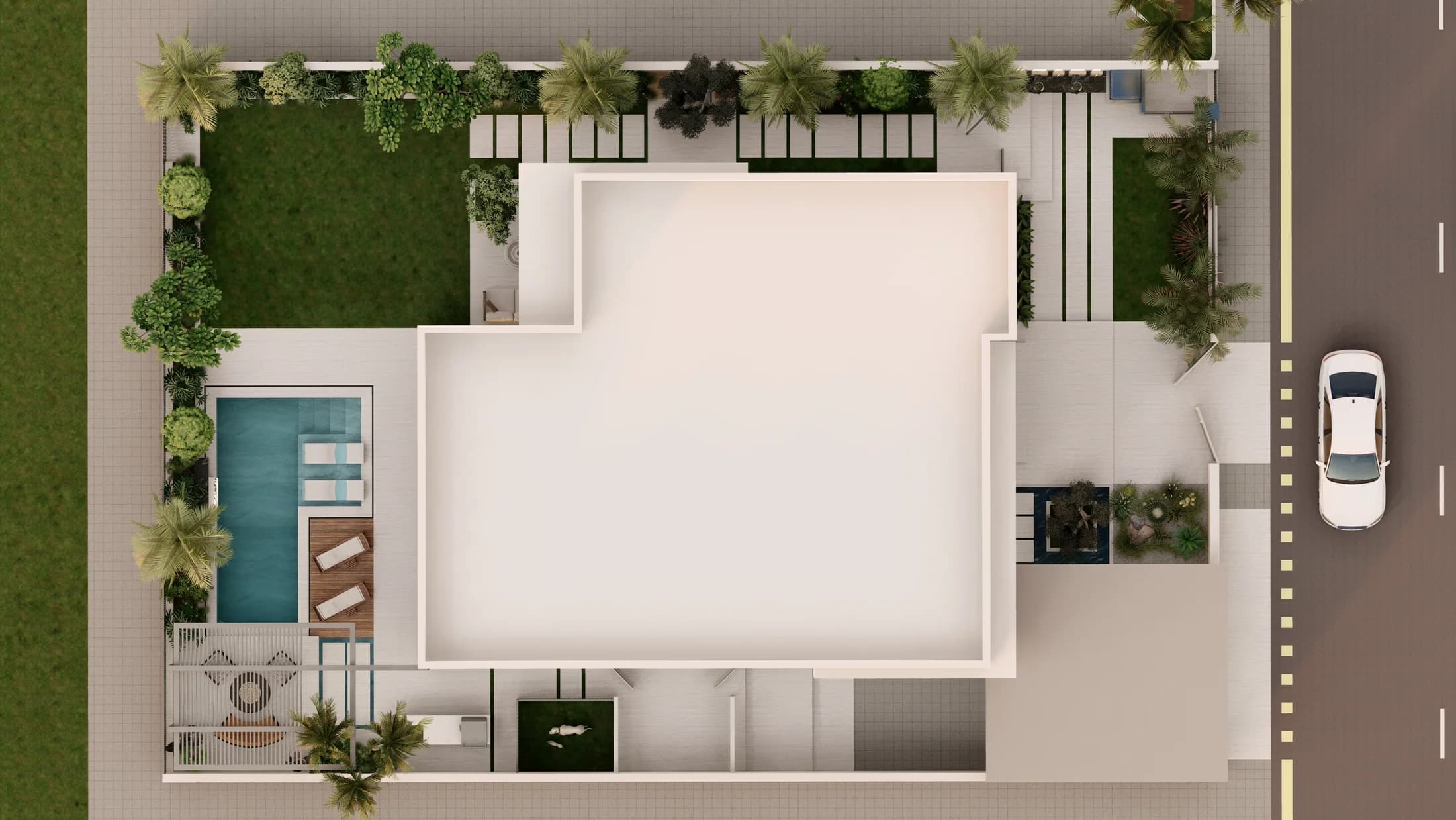 Contemporary Villa Grounds & Pool Deck